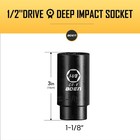 1 2  Drive Deep Impact Socket 1-1 8 Inch Sae 6 Point Cr-v Steel Durable Tool