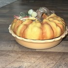 New In Box Pumpkin Patch Pie Plate W  Lid 10    Fall Leaf With Acorns Fall Decor