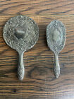 Vintage Silver Plated Ornate Vanity Hand Mirror   Hair Brush