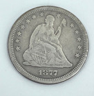 1877 Seated Liberty Silver Quarter Love Token Engraved August 6  1893