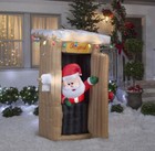 Gemmy Christmas Inflatable 6ft Tall Animated Led Lighted Outhouse Santa Outdoor