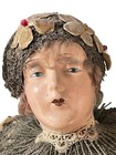 Antique Victorian Large Pin Cushion Doll Head With Lace With Flower Decor