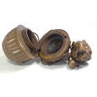 Japanese Antique Inro Snake Mouse Netsuke Lacquer Art Vintage
