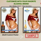 Sexy Pinup Girl Custom Alcohol Poster Any Beer Whiskey Tequila Vodka Brand   255