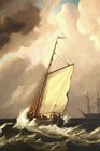 18th Century Sailboats In Choppy Waters Under Stormy Sky Antique Oil Painting