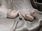 Vintage Pair A  Santini Italian White Alabaster Dove Love Bird Figurines