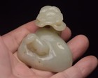 Handcarved Hetian Jade Chinese Dragon Pendant Antique Original Deer 519