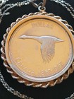 1967 Canada Silver Goose Dollar Coin Pendant 18  925 Antique Silver Chain