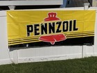 Vtg Pennzoil Flag Banner Sign Gas Station Advertisement Oil 9 5  X 4  Large Mint