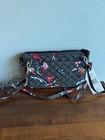 Nwt Vera Bradley Rfid Cotton Crossbody wallet Perennials Noir Dot