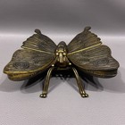 Vintage Butterfly Trinket Box Jewelry Ashtray Made In  Italy Brass Tone Metal