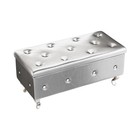 Silver Faux Leather Rectangular Storage Ottoman Bench Hinged Lid Footstool tufte