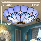 Vintage Tiffany Style Stained Glass Lamp Shade Flush Mount Ceiling Light Fixture