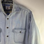 Vtg American Blue Chambray Button Up Fleece Lined Shirt Jacket Size M Grunge