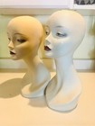 Two Vintage Mid-century Style Lot  2 Swan-neck Painted Female Mannequin Heads 
