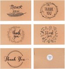 80 Kraft Rustic Envelopes  Stickers Thank You Notes Cards Bulk Set 4x6 Inch
