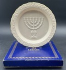 Lenox Judaic Collection Sabbath Sweet Dish Plate 7 Branch Menorah Gold Trim