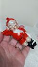 3-vintage Elf pixie gnome Figurines Kitschy 50s Long Beards Japan Fantasy Red