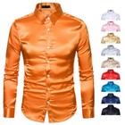 Men Satin Silk Shirt Casual Slim Wedding Party Dress Long Sleeve Buttondown Top   