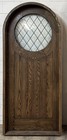 Custom Arched Solid Oak Front Door Diamond Leaded Glass Entry Door