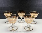Set Of 5 Vintage Crystal Gold Grapes   Vine Etched Cocktail Glasses 4 -skt193