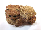 Vintage 1984 Sandcast Resin Stone Critters Pomeranian Dog Figurine W Glass Eyes