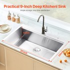 33in Drop In Kitchen Sink  Top Mount Stainless Steel Sink Single Bowl Basin