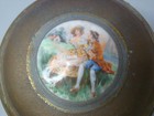 Vintage Metal Tin 1940 s Musical Vanity Powder Puff Holder  Windup  Works See