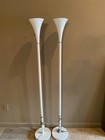 Pair Of Vintage Mid-century Modern White Metal Floor Lamps
