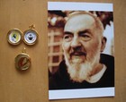 St Padre Pio Relic Locket  High Polished Gold Toned Relic Locket W  Prayer Card 