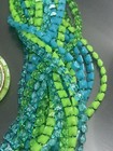 Vintage 1960s 22 Strands Blue Lime Lucite Collar Necklace Clip On Earrings Set