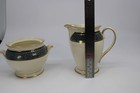Mikasa Ebony Flair Lap25 Sugar Bowl  no Lid    Footed Creamer Pitcher Set Ivory