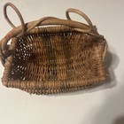 Vintage Small Wicker Buttock Basket Two Tone Color