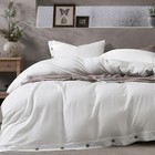 Washed Cotton Duvet Cover Set Bright White Soft Breathable Bedding With Button
