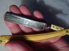 Straight Razor  etched Blade art Scales celluloid Tang box W h  Morley   Son