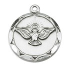 Sterling Silver Round Holy Spirit Confirmation Medal Pendant Necklace