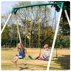 Hapfan 700lbs Big 9 5 Ft Metal Swing Set W 3 Swings Heavy Duty Weather Resistant