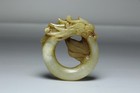 Chinese Antique Natural Old Hetian Jade Hand-carved Dragon Pendant Statues