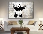 Banksy Panda Guns Canvas Wall Art Framed Print - Various Sizes