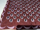 Vintage 1960s 70s Symphony Scarf Burgundy Cameo Silhouette Mod Retro Square