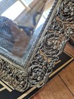 Antique Vintage Old Arts And Crafts Nouveau Brass Fretwork Bevelled Edge Mirror 