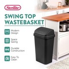Swing Top Wastebasket Trash Can 13 Gallon Black 4-pack   Sleek Square Profile