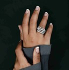 Lab Created Moissanite Connected Ring 925 Silver Linked Interconnected Band Ring