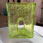Murano Pulegoso Art Glass Vase 1970s Green Bullicante Style Rectangular 8    1970s