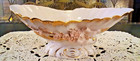 Vintage  Porcelain Pink Roses Flowers Gold Trim Planter Mid Century