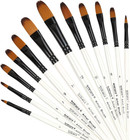 12 Pcs Filbert Paint Brushes Set  Artist Brush For Acrylic Oil Watercolor Gou   