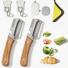 3-in-1 Vegetable Peeler For Kitchen  2 Pack Wooden Handle Stainless Steel Sca   