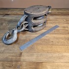 Vintage Block Tackle Pulley Wood   Cast Iron Pulley Boston Lockport    usa