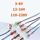 6 10 12mm Led Metal Power Signal Indicator Light With Wire 3-6v 12-24v 110-220v