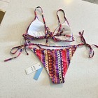 New Cupshe Bikini Top Bottom Large Purple Pink Boho Print Aztec Tribal Swim Set